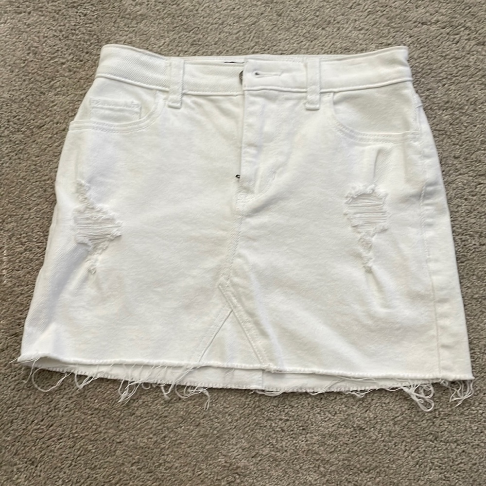 White Denim Mini Skirt